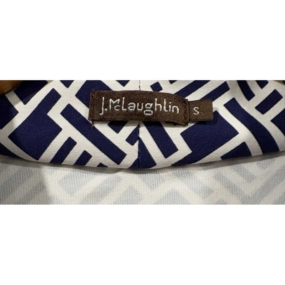 J. McLaughlin Navy and White Geometric Sheath Dress - Picture 4 of 8